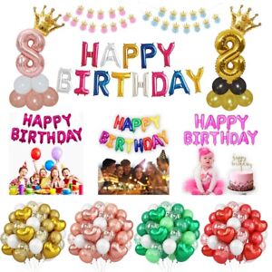 Happy Birthday Balloons Banner Balloon Bunting Party Decoration Inflating Decor