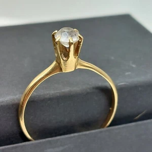 14K Gold Solitaire White Topaz Engagement Ring With 6 Prong Setting - Picture 1 of 9