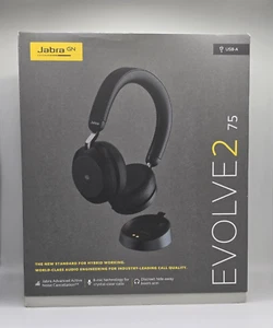 Casque sans fil Bluetooth Jabra Evolve2 75 avec support de charge -MS Teams, USB-A - Photo 1/6