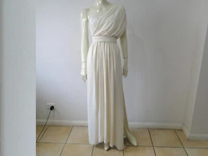 CARLA ZAMPATTI ivory chiffon & lace one shoulde gown Sz 8 gently worn RRP $1200 - Picture 1 of 13