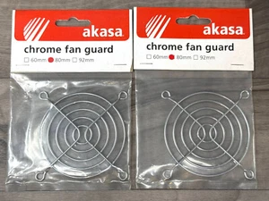 2 x Akasa MG-08 80mm 8cm Chrome Fan Guards NEW SEALED - Photo 1/3