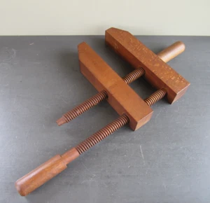 Vintage Large 12" Wooden Clamp Handscrew Clamp Vice Carpenter Woodworking Tool - Picture 1 of 7
