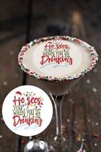 Gin Navidad Cóctel Bebidas Comestibles Topper Fiesta que Él Ve Cuando Estás Bebiendo - Imagen 1 de 2