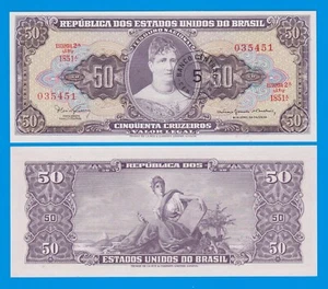 Brazil 5 Centavos on 50 Cruzeiros P 184b UNC ND 1966 - 1967 P-184 b - Picture 1 of 1