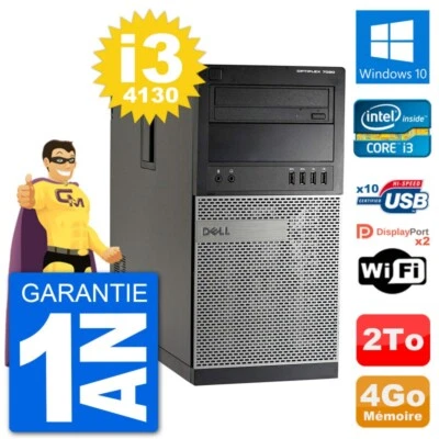 PC tour DELL 7020 Intel Core i3-4130 RAM 4Go Disco Duro 2To Windows 10 Wifi - Imagen 1 de 3