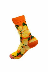 Adults-Orange Flower Garden Cotton Socks - Picture 1 of 3