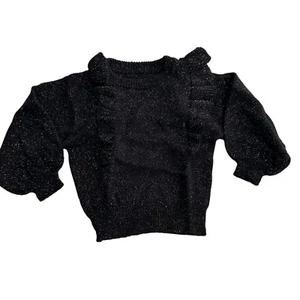 Art Class Girls Black Ruffled Glitter Sweater 12M Target Holiday Puff Sleeve a - Picture 1 of 7