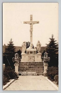 Postal Wisconsin RPPC Soldiers Monument Dickeyville sin publicar AZO 1924-1949 - Imagen 1 de 2