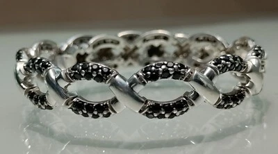 Brazalete Tenis 7.5" Estate Plata Esterlina Espinela Negra Piedras Preciosas Pavé XO Foto 1 de 4