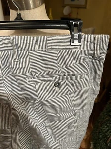 CHARLESTON THREADS pantaloncino uomo 34 patchwork grigio bianco righe cotone cucitura 8” - Foto 1 di 2