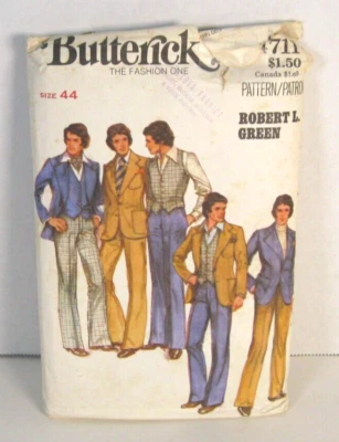 Chaqueta Butterick Vintage 4711, Chaleco Reversible y Pantalones Para Hombre 44 Patrón Sin Cortar Foto 1 de 2