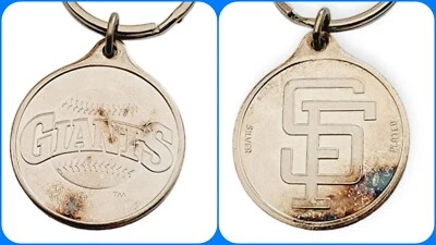 SF Giants Vintage Keychain Silver Plated Baseball Team Logo Souvenir FLAWED - Image 1 of 4