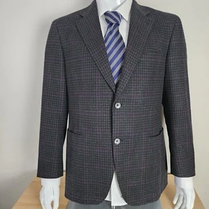 Nuevo sin etiquetas Canali Kei 1934 Current 44R gris púrpura franela a cuadros lana parche bolsillos - Imagen 1 de 9