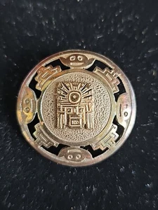 Vintage Peru 925 Sterling Silver 18K Pin Brooch Pendant - Imagen 1 de 8