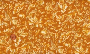 CLEARANCE- 'INSPIRED' MUSTARD YELLOW FLORAL TOILE FABRIC - KINGS ROAD - Picture 1 of 1