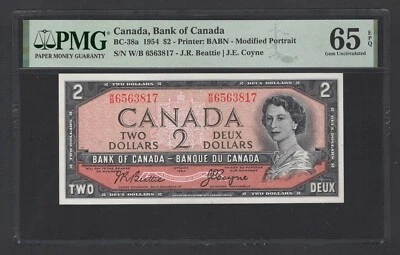 Canada 2 Dollars 1954 BC-38a Uncirculated Grade 65 - Image 1 of 2