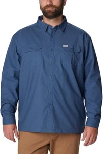 NEW Columbia Dark Mountain Blue Landroamer Lined Snap Button Shirt Men's 3X TALL - Picture 1 of 5