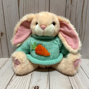 Easter Bunny Rabbit Plush Stuffed Animal Carrot Sweater Lop Ears Spring 8 Inch - Picture 1 of 12