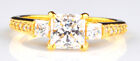 Princess Cut 2.40Ct Solitaire With Accents Women's Ring In 14KT Real Yellow Gold