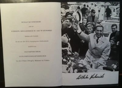 Dankesfolder für die Glückwünsche an Willi Kuhweide zum Olympiasieg in Tokio `64 - Bild 1 von 4