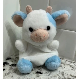 Palm Pals Stuffed Cow Plush Blue White Sparkle Small Toy - Bild 1 von 3