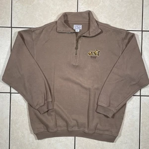 Crazy Shirts Hawaii Sweater Mens Large Button Honu Turtle Pullover Tan 1/4 Zip - Picture 1 of 12