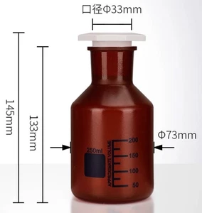 Plastic Amber Reagent Bottle w/ Stopper PP Wide Mouth Acid Alkali Resistant Lab - Picture 1 of 10
