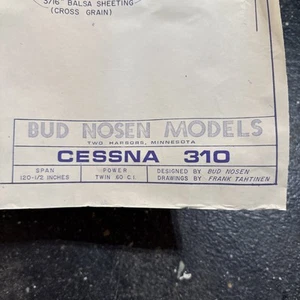 Bud Nelson Models Cessna 310 Twin Engine 1/4 Scale Balsa Wood Airplane Kit Rare - Bild 1 von 14