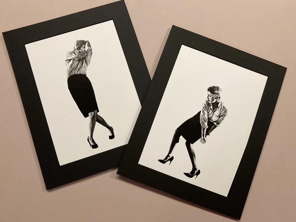 ROBERT LONGO Hombres en las ciudades conjunto de DOS imágenes, marco mate 11x14 listo #206 Foto 1 de 3