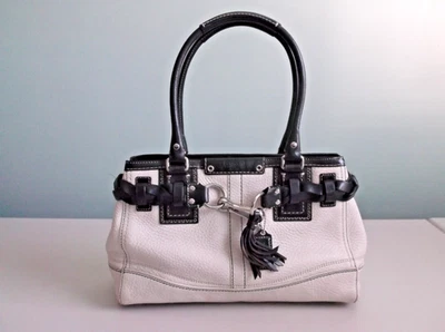 Coach Hampton Satchel Belted Two Tone Leather Double Handle Bag Style #F13084 - Image 1 of 4