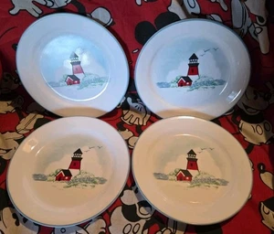 Vintage Corelle äußere Banken Leuchtturm Salat Dessert Teller 71/4" 4er Set - Bild 1 von 3