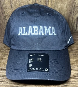NUEVO Nike Alabama Crimson Tide NCAA Club Cab Bordado Sombrero Ajustable Gris - Imagen 1 de 3