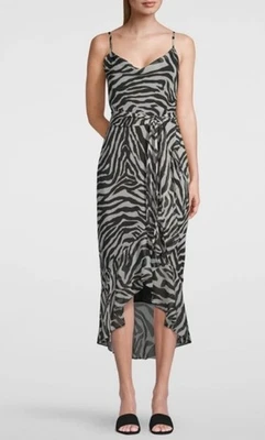 NWT Zebra Print Asymmetrical Midi Dress, Size 8 - Image 1 of 4
