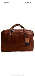 New Ralph Lauren Chaps Carry On Top Zip Genuine Leather Brown Duffel Bag $300 - Picture 1 of 8