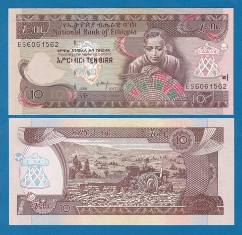 Ethiopia 10 Birr P 48g 2009 / 2017 UNC  P 48 g Cover
