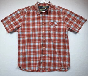Quiksilver Waterman Mens Orange Plaid Size XL Button Up Short-Sleeve Causal - Picture 1 of 7
