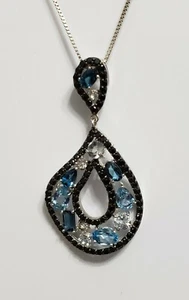 Ross Simons Sterling Silver London/Swiss Blue Topaz, Aquamarine, Spinel Pendant - Picture 1 of 5