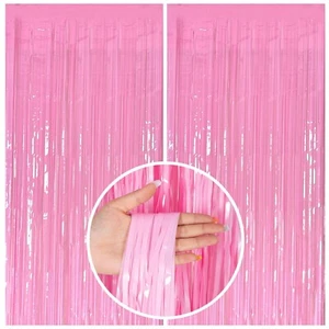Pink Party Streamers Foil Fringe Backdrop Curtains Tinsel Streamers Birthday ... - Picture 1 of 7