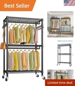 Schwerlast Metall Kleiderständer 3 Ebenen verstellbar Kleidung Organizer Kleiderschrank - Bild 1 von 11