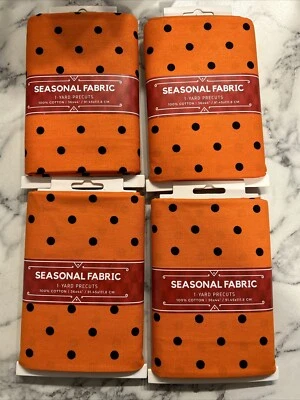 Lote de 4 tecidos sazonais de 1 jarda laranja com pontos pretos 100% algodão 36 x 44 - Imagem 1 de 2