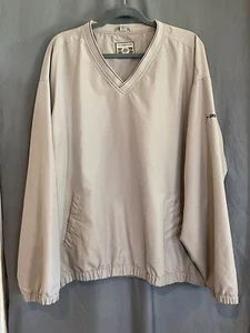 Vintage Destinations Mens XL Khaki V-Neck Golf Pullover Jacket Dunlop on Sleeve - Picture 1 of 11