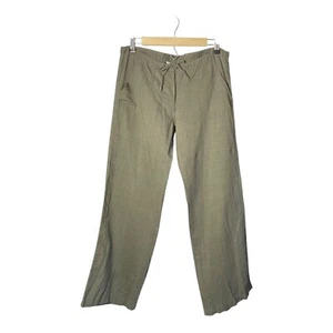 Derek Heart Olive Green Linen Blend Drawstring Pants – Wide Leg Casual Summer Tr - Picture 1 of 4