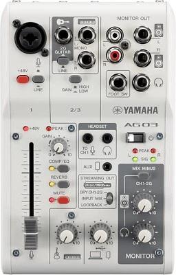 YAMAHA   AG03 MK2 W   3 Channel  Live Streaming Mixer  W/Box - Image 1 of 4