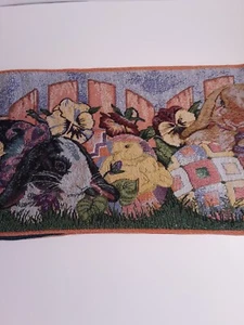 Lillian Vernon Easter Tapestry Table Runner Bunny Rabbits 70" Long - Picture 1 of 9