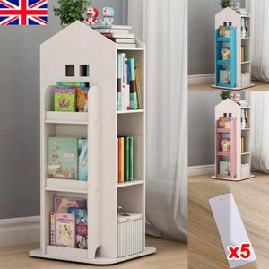 Rotating Bookshelf Castle Rack Display Floor Standing Bookcase Toys Storage - Picture 1 of 25
