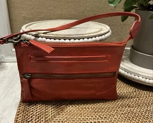 Latico Leather Top Zip Small Wristlet Clutch Shoulder Bag Glazed Red - Picture 1 of 9