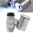 Silber 60X Zoom LED Mikroskop Taschenlupe für Schmuckbeobachtung
