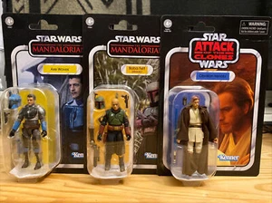 NEU Hasbro Star Wars The Mandalorian Boba Fett, Axe Woves und Obi Wan SET - Bild 1 von 4