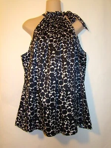 ¡NUEVO! Liz Claiborne Plus Halter Top Moño Corbata Cuello Negro Blanco Estampado TALLA 3X A132 - Imagen 1 de 10