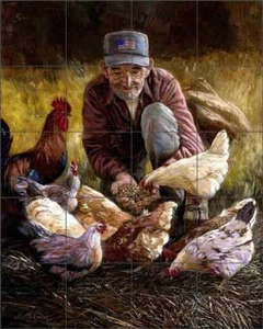 Mural de cerámica arte vida rural Mirkovich salpicadero azulejo gallo NMA035 - Imagen 1 de 6